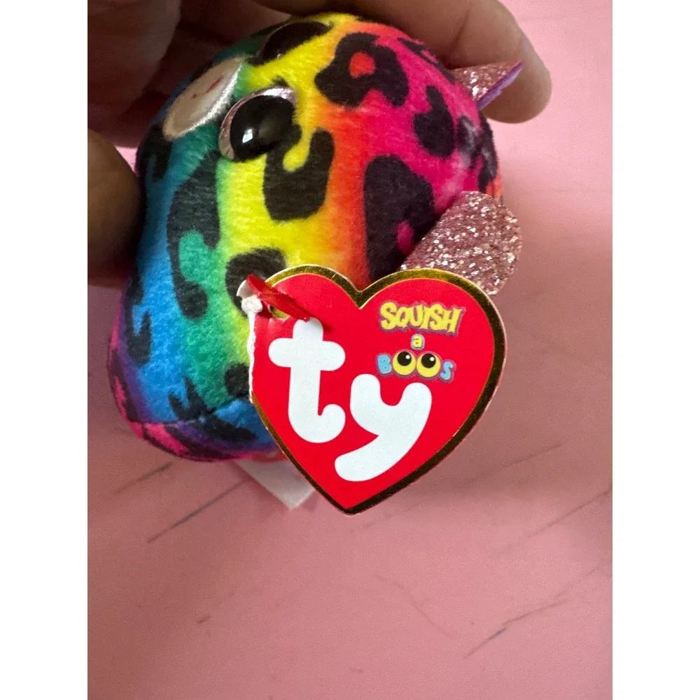 Ty Squish-a-Boos Dotty Leopard Rainbow Multicolored Plush 4 Inch Small Kids Toy